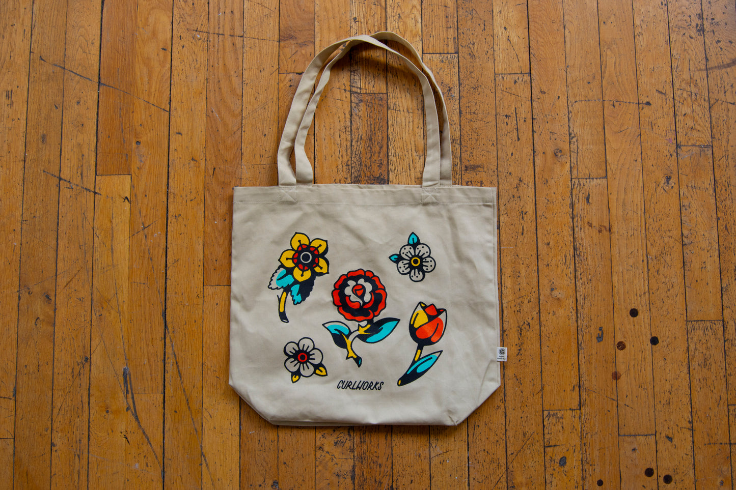 American Traditional Flowers Organic Cotton Tote Bag