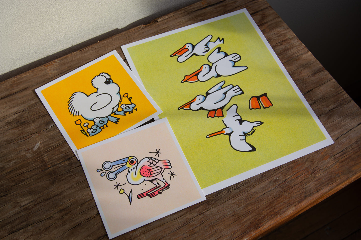 Silkie Chicken Risograph Print