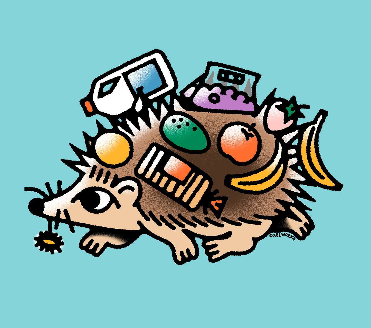 Grocery Shopping Hedgehog Vinyl Sticker