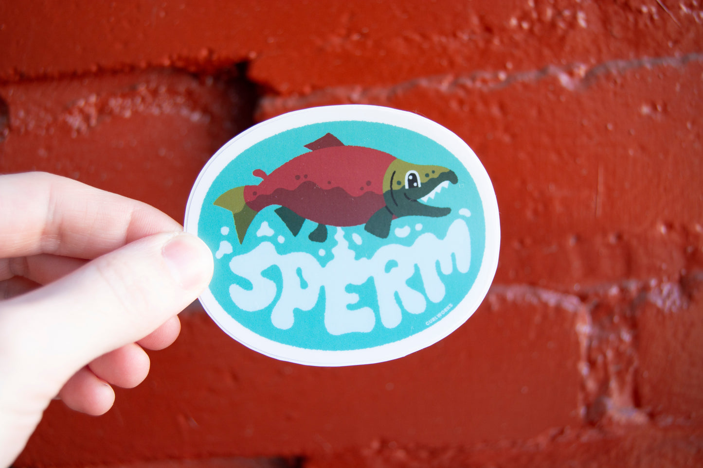 Spawning Salmon Vinyl Sticker