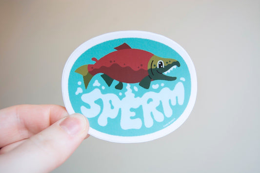 Spawning Salmon Vinyl Sticker