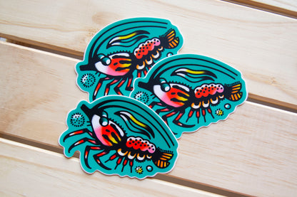 Teal Shrimp Vinyl Sticker