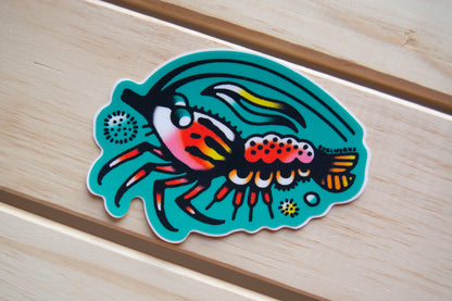 Teal Shrimp Vinyl Sticker