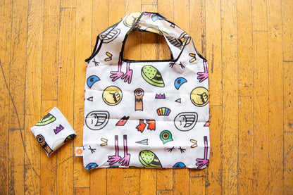 Bird Parts Reusable Fold-Up Nylon Tote Bag