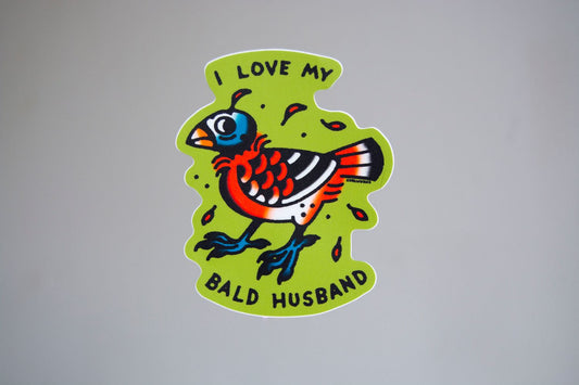 I Love My Bald Husband Vinyl Sticker