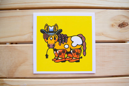 Horse in Boots Risograph Print