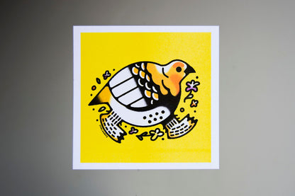 Walking Grouse Risograph Print