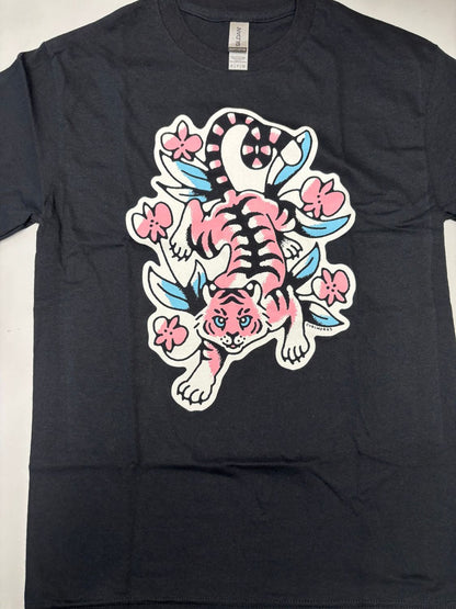 Tiger & Orchids T-Shirt - BLACK - Large