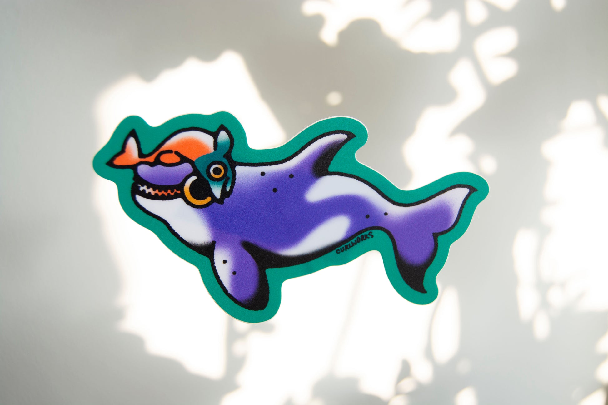 Orca with a Salmon Hat Vinyl Sticker – Curlworks