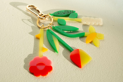 Fresh Flower Bouquet Bag Charm Keychain
