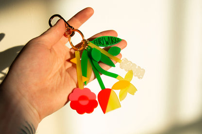Fresh Flower Bouquet Bag Charm Keychain