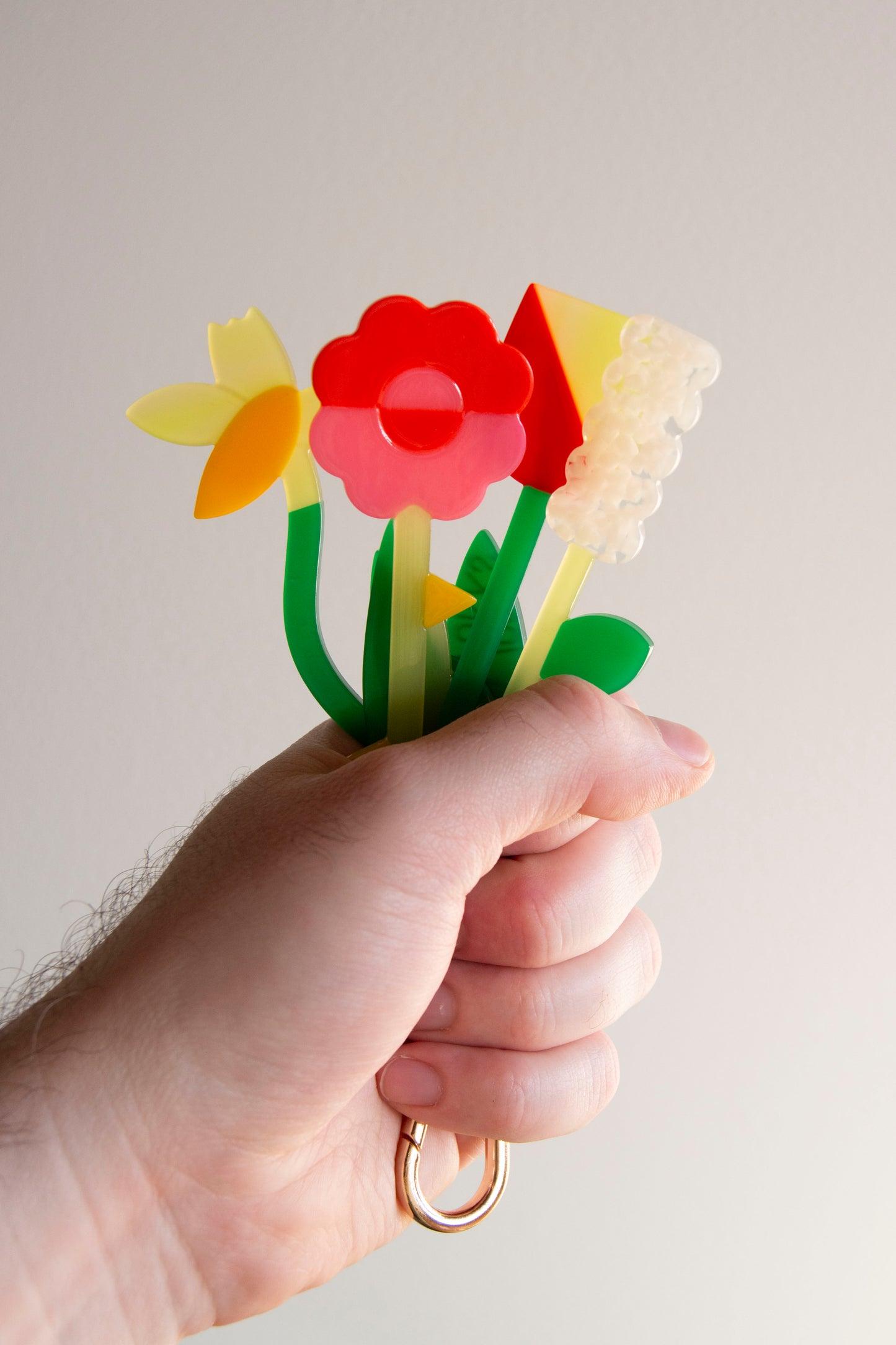 Fresh Flower Bouquet Bag Charm Keychain