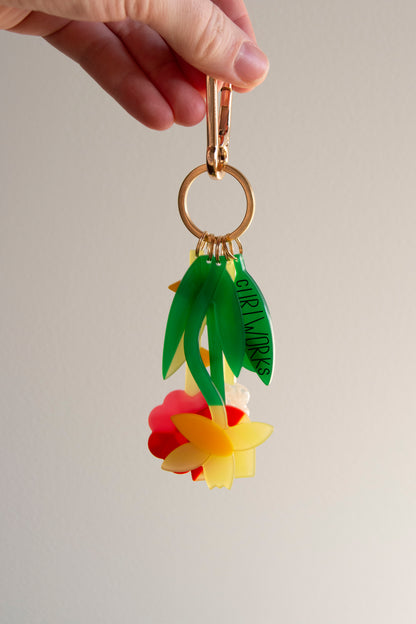Fresh Flower Bouquet Bag Charm Keychain
