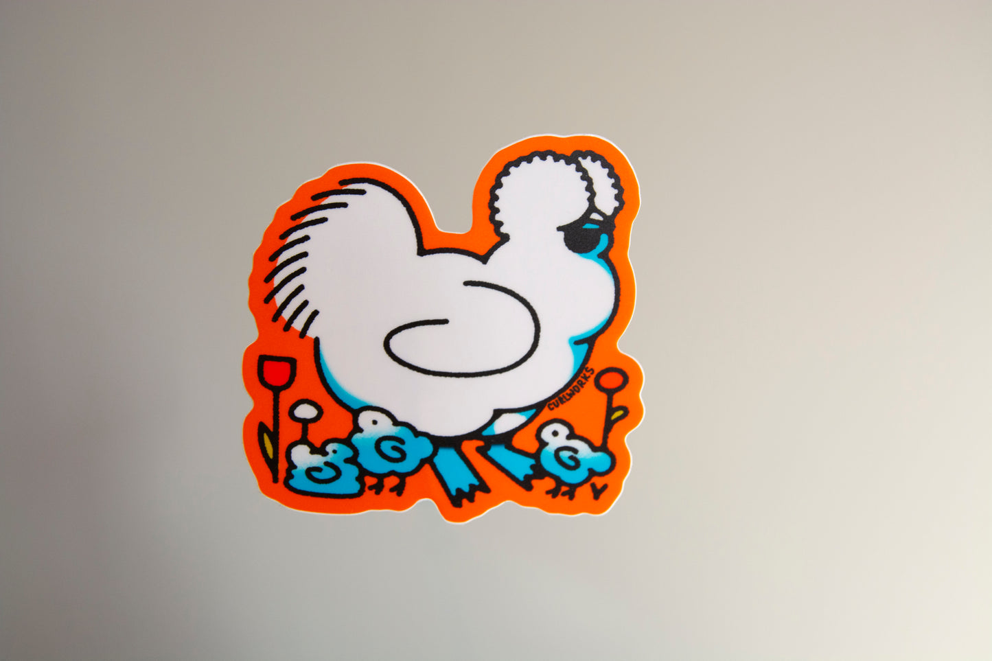 Silkie Chicken and Chicks Vinyl Sticker