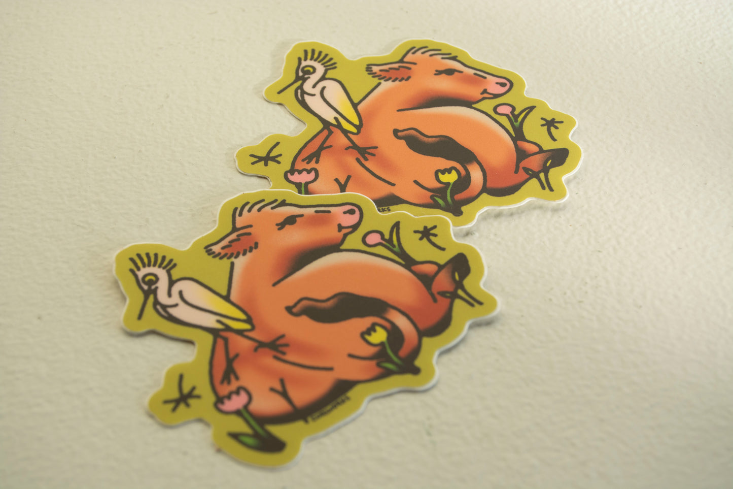 Cow and Cattle Egret Vinyl Sticker