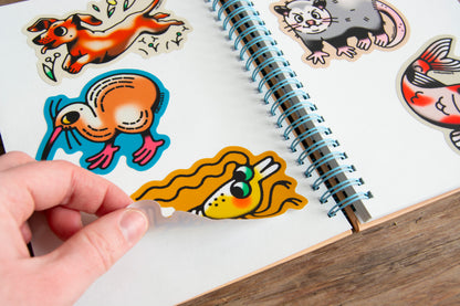 Yellow Shrimp Vinyl Sticker