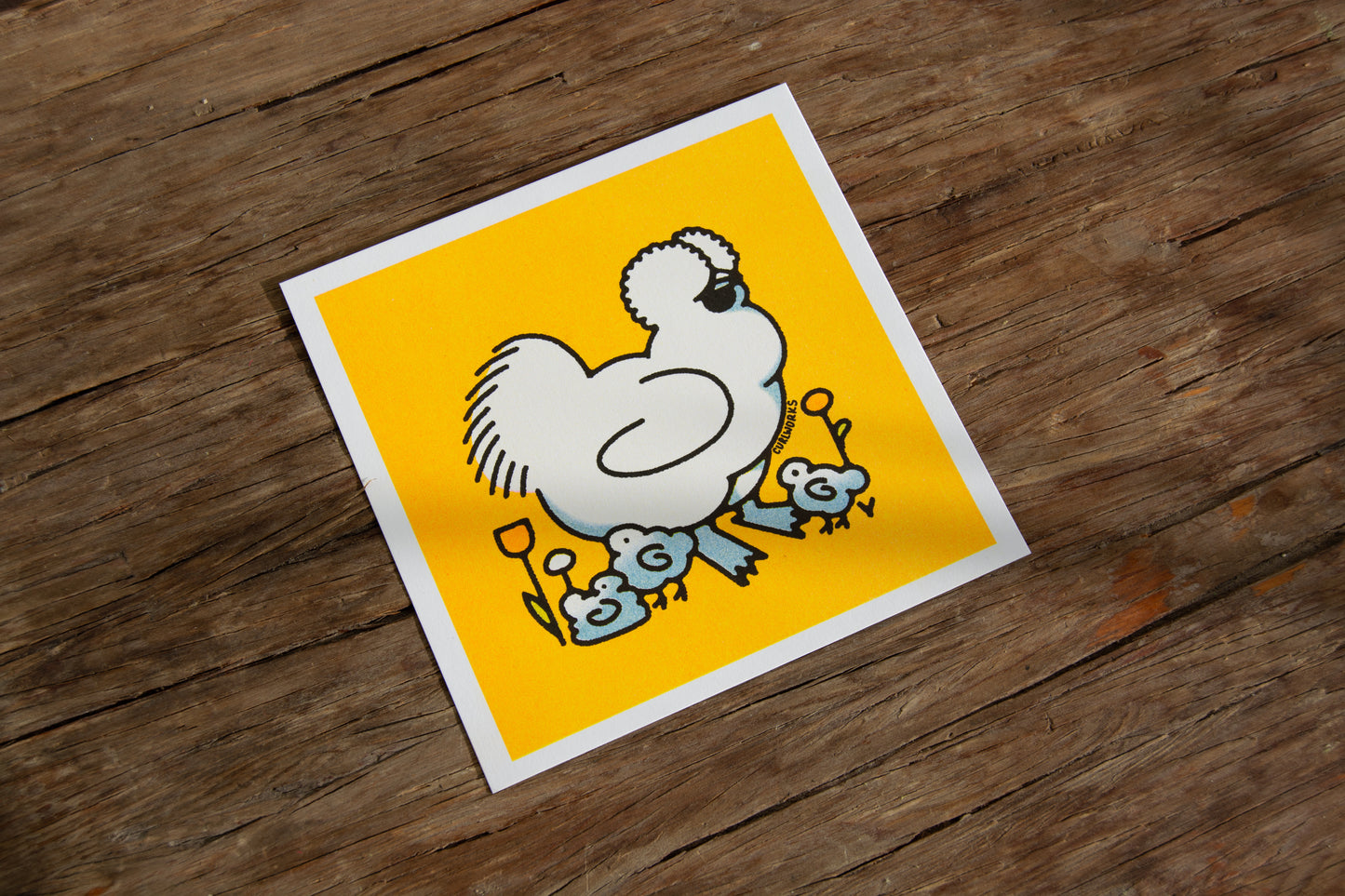 Silkie Chicken Risograph Print