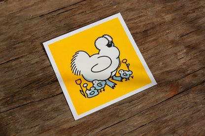 Silkie Chicken Risograph Print