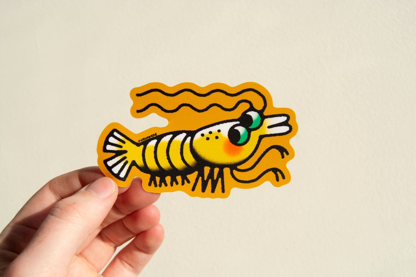 Yellow Shrimp Vinyl Sticker