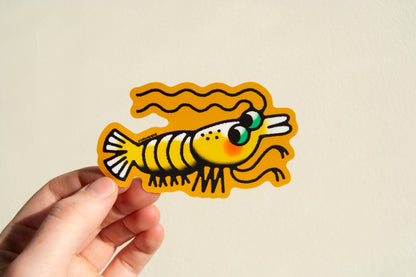 Yellow Shrimp Vinyl Sticker