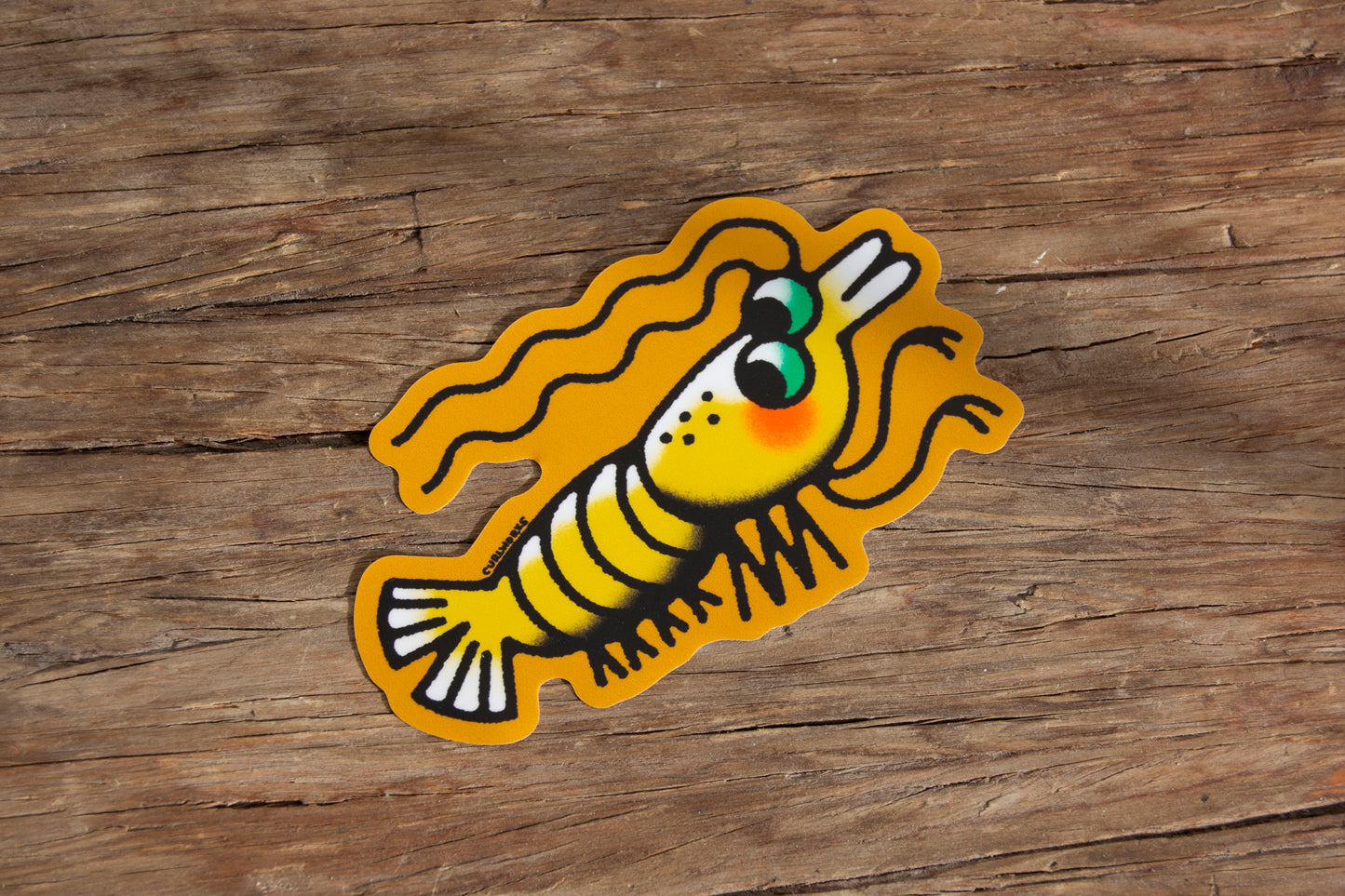 Yellow Shrimp Vinyl Sticker