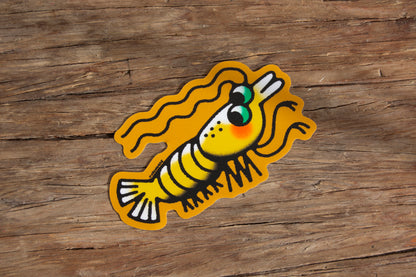 Yellow Shrimp Vinyl Sticker