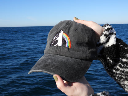 Stronger Together Orca Whale Rainbow Hat