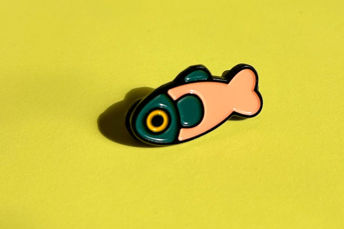 Fish Enamel Pin - Coral / Dark Green – Curlworks
