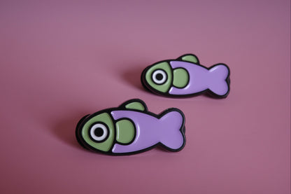 Fish Enamel Pin - Lavender/Sage