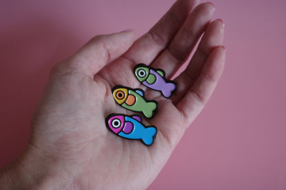 Fish Enamel Pin - Lavender/Sage