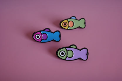 Fish Enamel Pin - Lavender/Sage