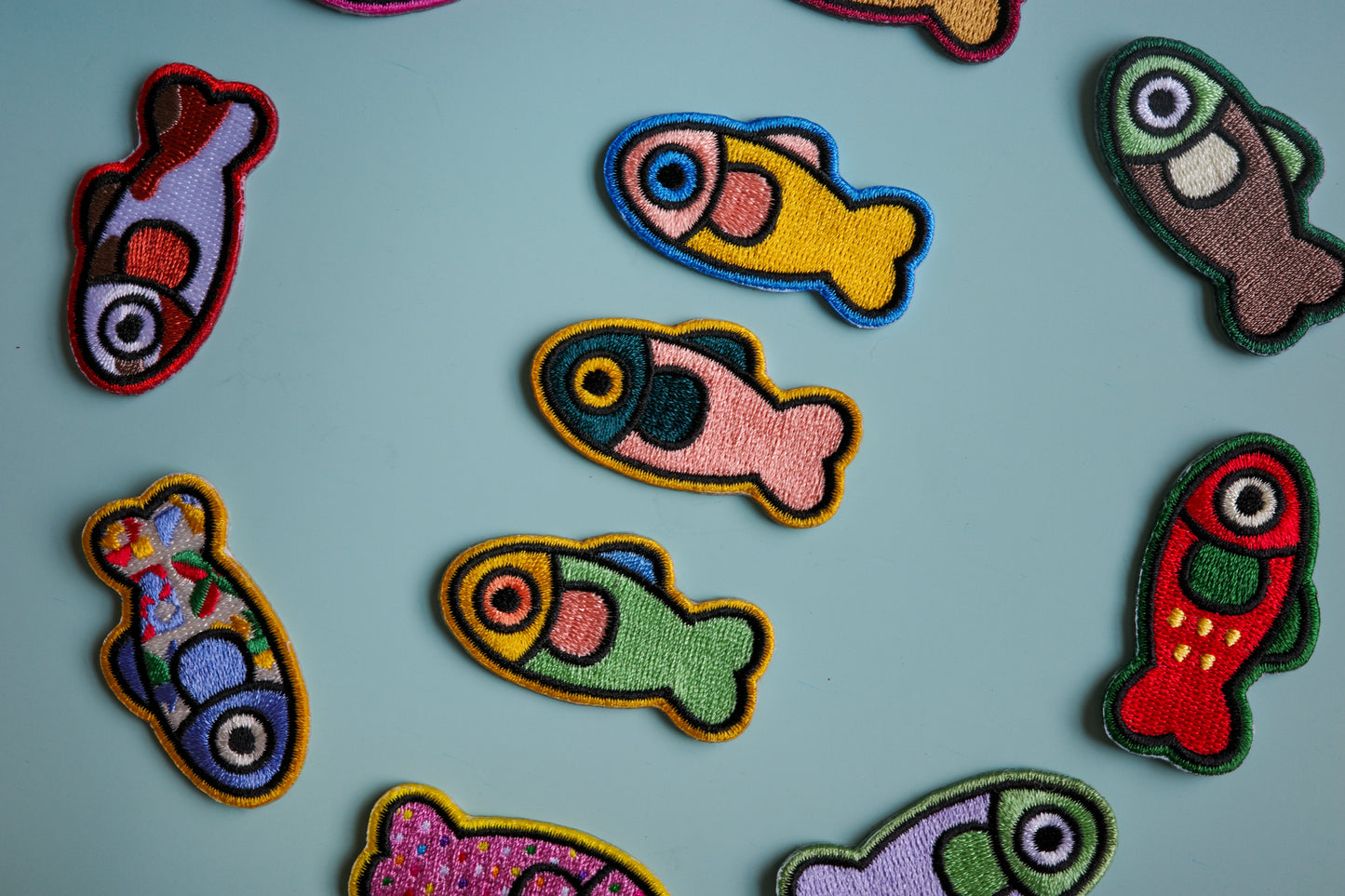 Coral/Dark Green Fish Patch