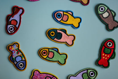 Coral/Dark Green Fish Patch