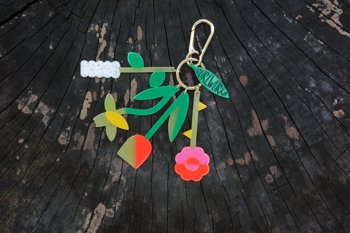 Fresh Flower Bouquet Bag Charm Keychain