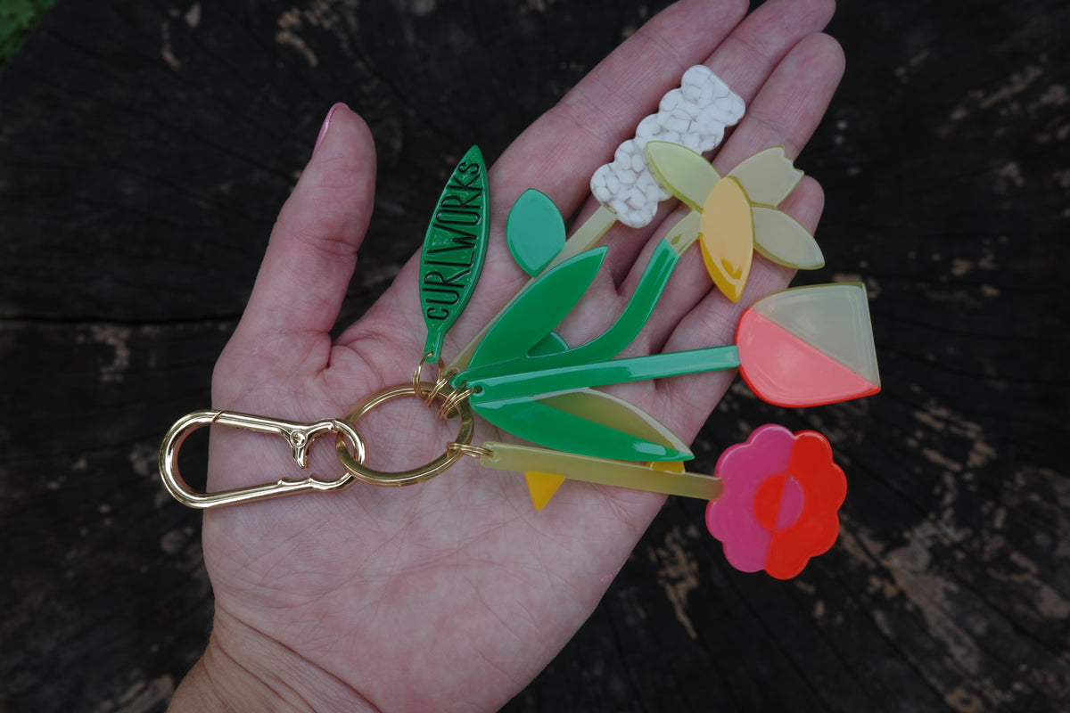 Fresh Flower Bouquet Bag Charm Keychain