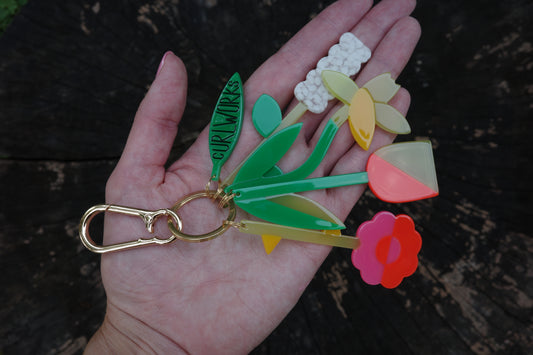 Fresh Flower Bouquet Bag Charm Keychain